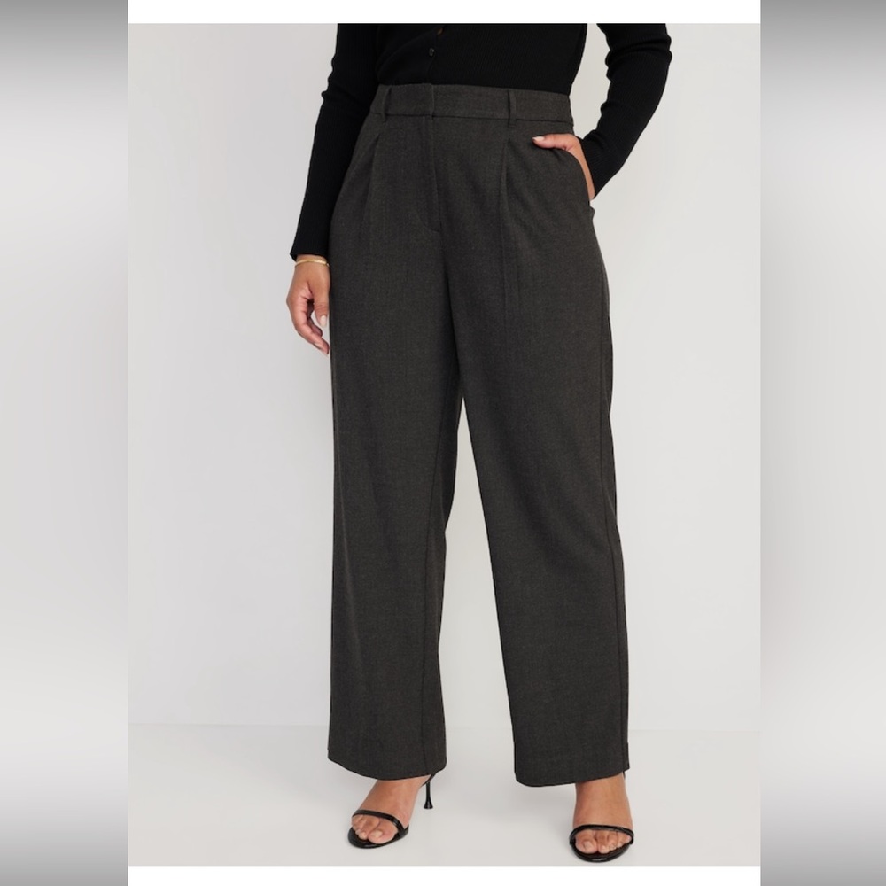 Extra High-Waisted Pleated Taylor Wide-Leg Trouser Suit Pants for Women